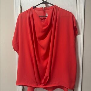 Trina Turk Red Draped Cowl Neck Blouse